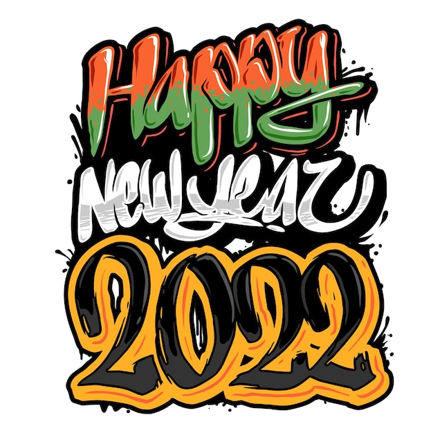 Vector vector de feliz año nuevo letras con estilo graffiti