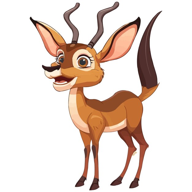 Vector feliz Antílope personaje de dibujos animados sobre fondo blanco