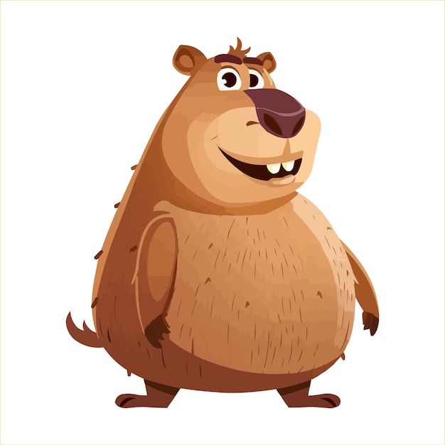vector feliz Capybara personaje de dibujos animados sobre fondo blanco