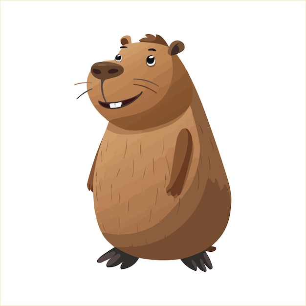 vector feliz Capybara personaje de dibujos animados sobre fondo blanco