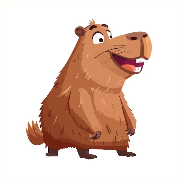 vector feliz Capybara personaje de dibujos animados sobre fondo blanco