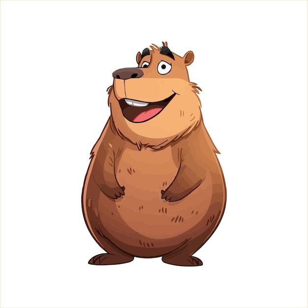 vector feliz Capybara personaje de dibujos animados sobre fondo blanco
