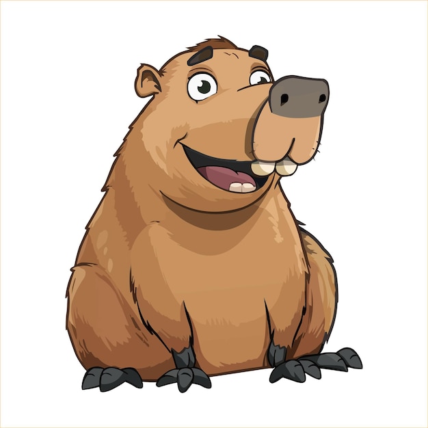 vector feliz Capybara personaje de dibujos animados sobre fondo blanco