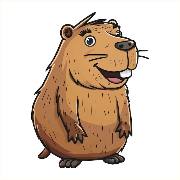 vector feliz Capybara personaje de dibujos animados sobre fondo blanco