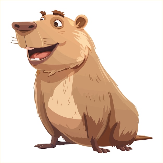 vector feliz Capybara personaje de dibujos animados sobre fondo blanco