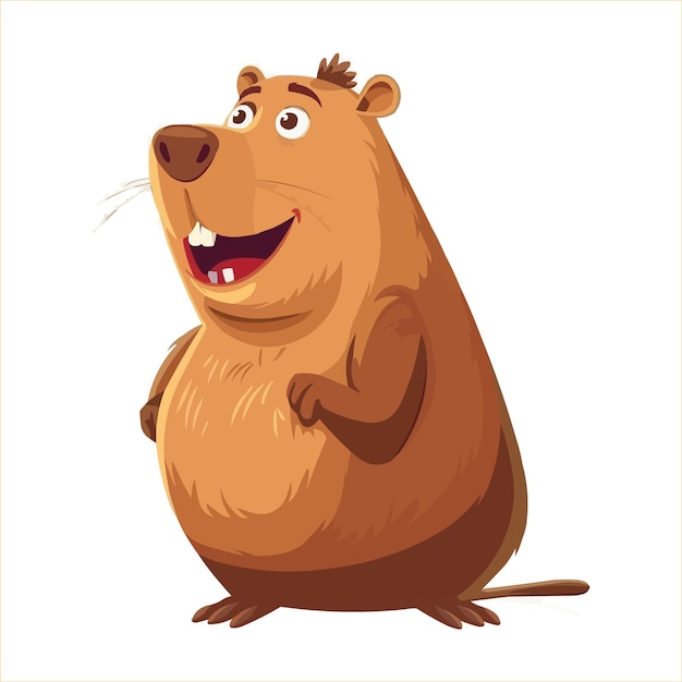 vector feliz Capybara personaje de dibujos animados sobre fondo blanco