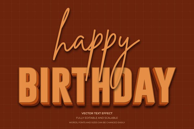Vector feliz cumpleaños editable 3d moderno efecto de texto de moda