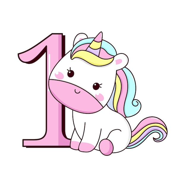 Vector de feliz cumpleaños lindo pony unicornio