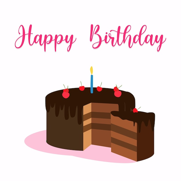 vector feliz cumpleaños pastel rosa