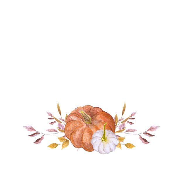 Vector feliz día de acción de gracias deseando tarjeta acuarela calabaza o flor archivo vectorial
