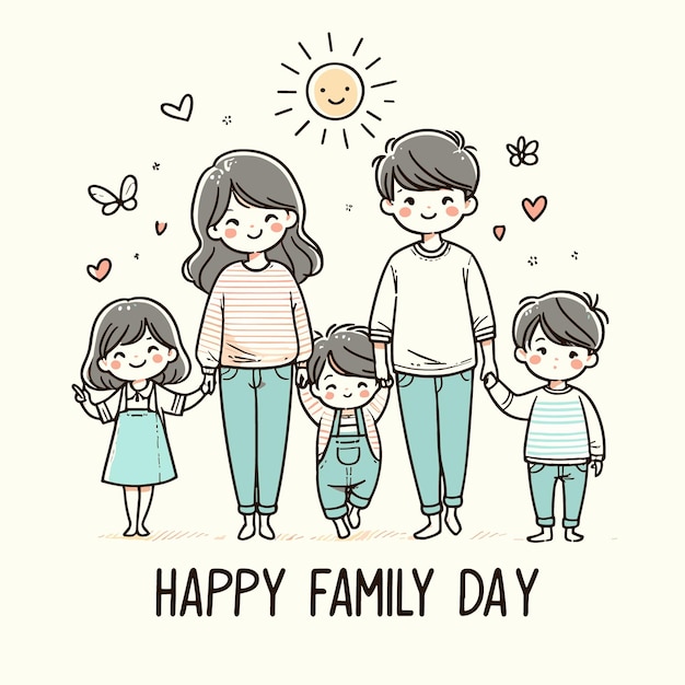 Vector de feliz día de la familia con ilustración familiar generada ai