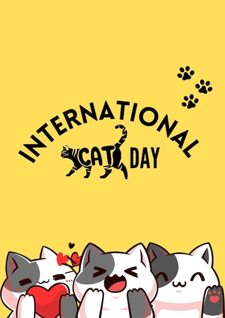 Vector Por Feliz Día Internacional del Gato Un día especial para nuestros amigos purrfect