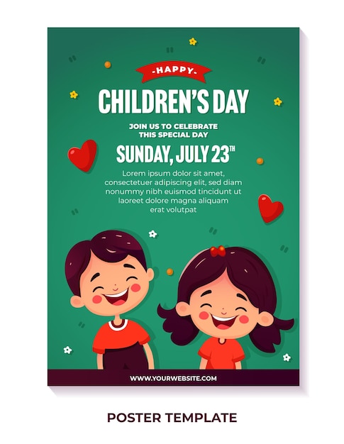 Vector vector de feliz día del niño para plantilla de diseño de cartel