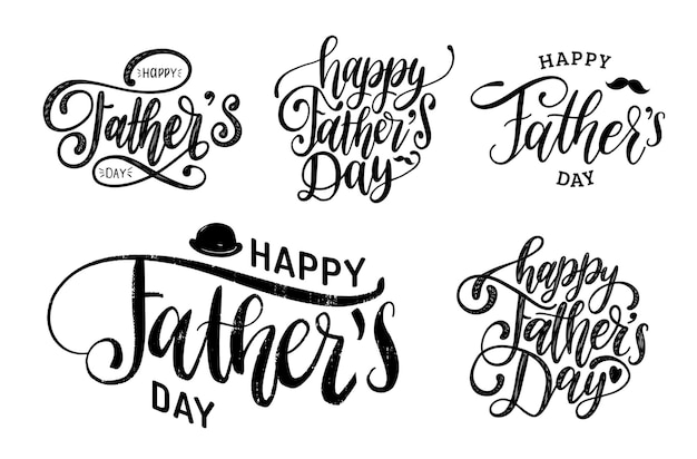 Vector feliz día del padre inscripciones caligráficas para tarjetas de felicitación, carteles festivos, etc.