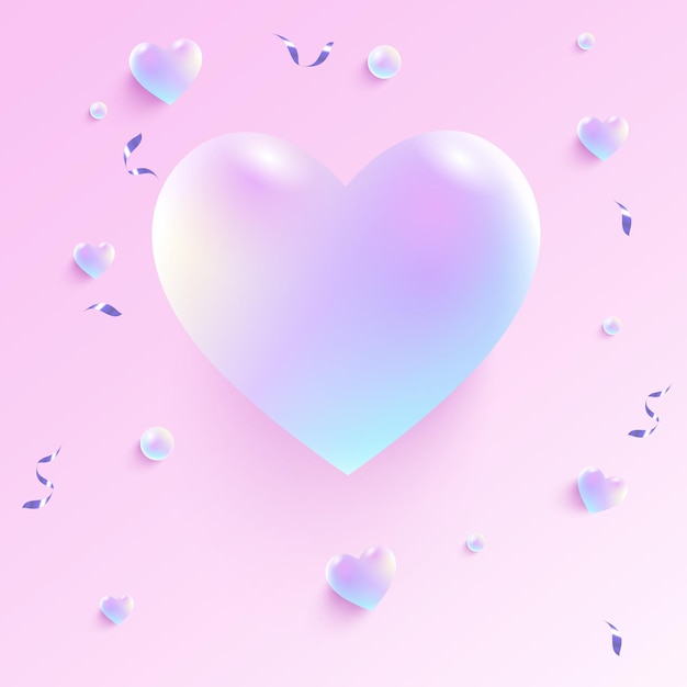 Vector feliz día de san valentín felicitación con formas de corazón 3d azul y rosa