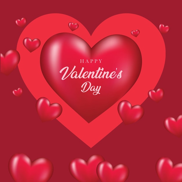 Vector feliz día de San Valentín hermoso marco con globos de corazones