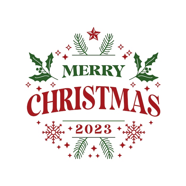 Vector Feliz Navidad Año Nuevo 2023 Diseño de letras Tarjeta de felicitación