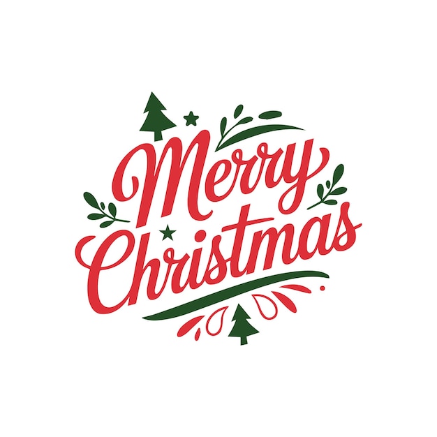 Vector de Feliz Navidad con elementos rojos y verdes