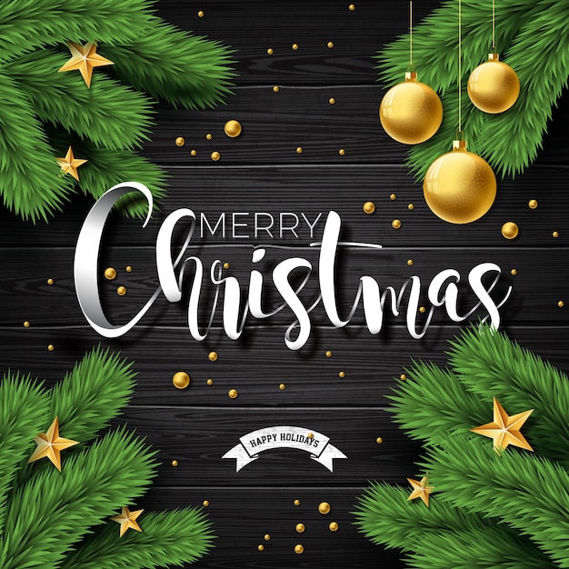 Vector Feliz Navidad Ilustración sobre madera de época Antecedentes