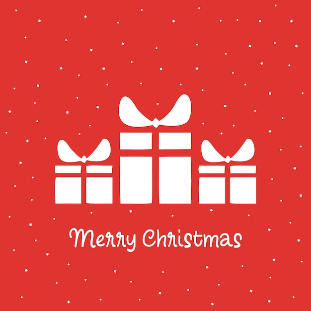 Vector Feliz Navidad con regalo de Navidad en fondo rojo