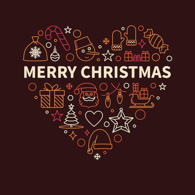 Vector feliz Navidad tarjeta de felicitación corazón coloreado diseño