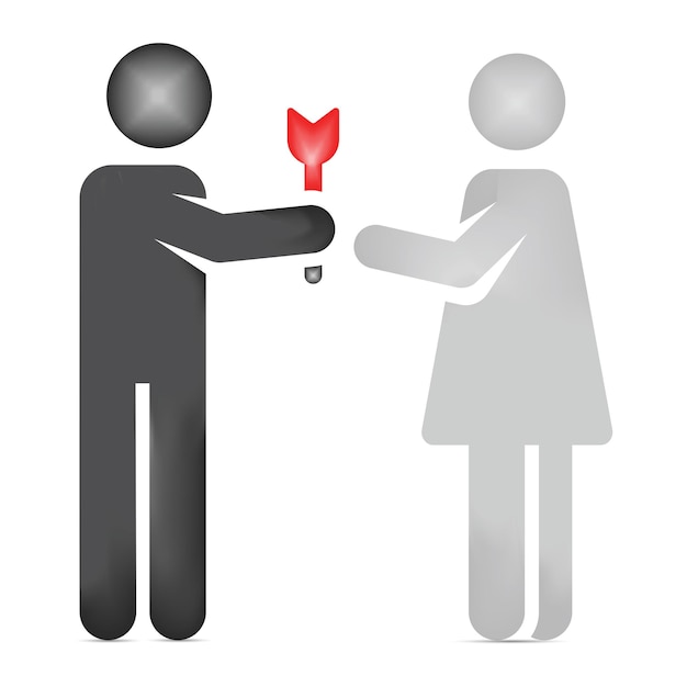 vector feliz pareja romántica celebración del día de San Valentín icono