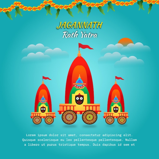 vector feliz rath yatra para lord jagannath festival indio fondo de concepto de vacaciones