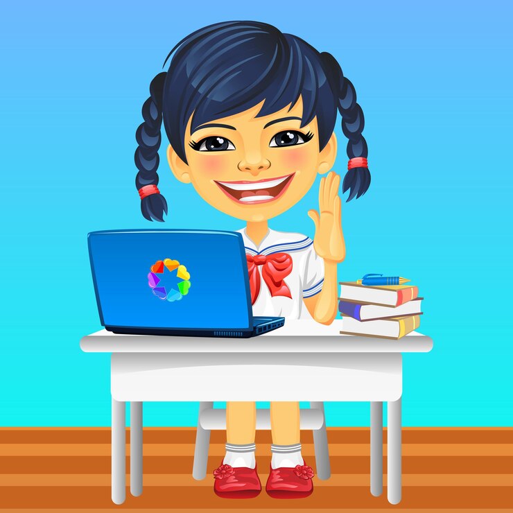 Vector vector feliz sonriente colegiala asiática
