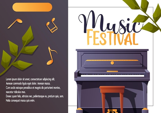 Vector de Festival de Música con Piano Erguido