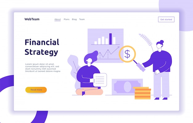 Vector de finanzas y estrategia de negocio web banner