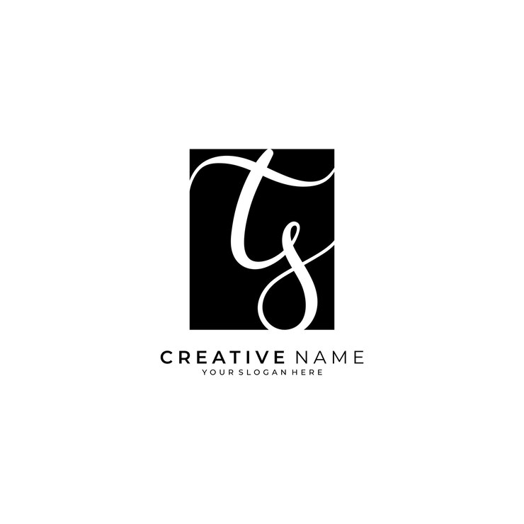 Vector vector de firma de letra de monograma de logotipo de escritura a mano inicial de ts