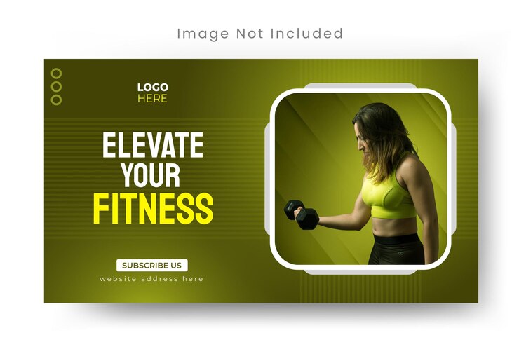 Vector fitness gimnasio ejercicio youtube miniatura y plantilla de banner web