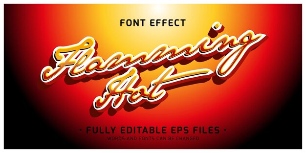 Vector flamming hot efecto de texto editable quema estilo de texto del logotipo de snack caliente