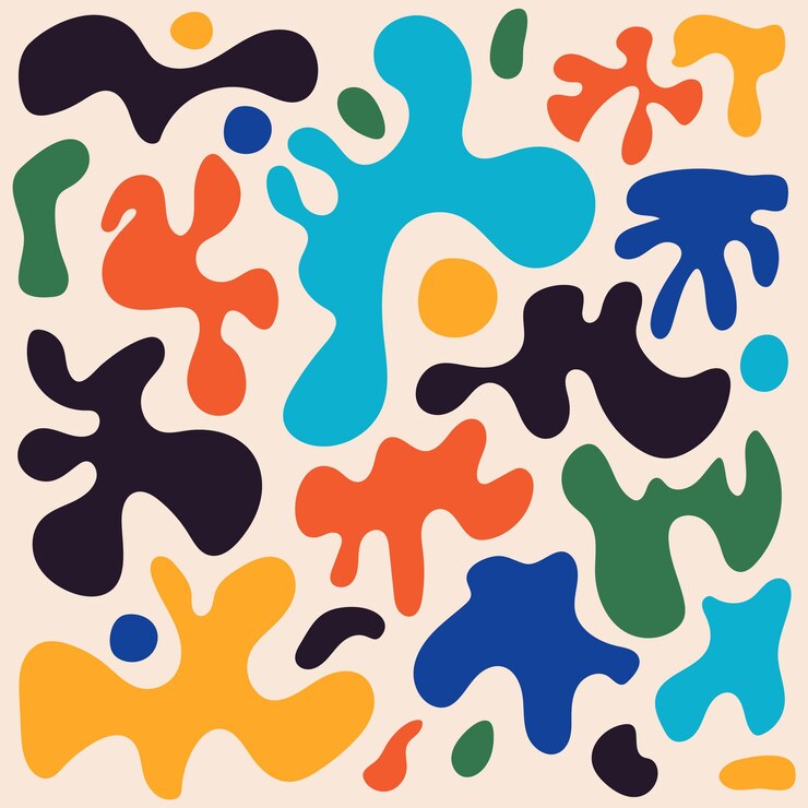 Vector vector flat matisse estilo formas abstractas patrón decorativo ilustración de fondo para imprimir