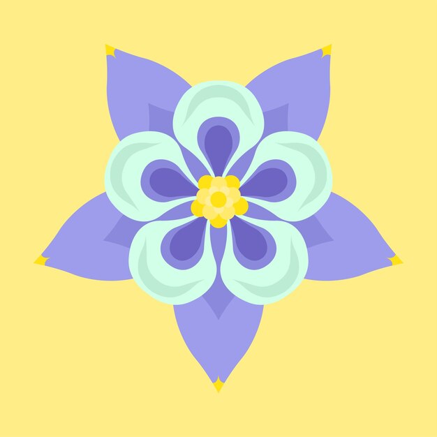 Vector flatstyle aquilegia flor ilustración aislada