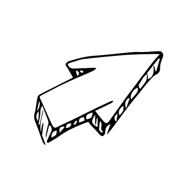 Vector de flecha negra estilo doodle icono aislado en fondo blanco Diseño de puntero dibujado a mano