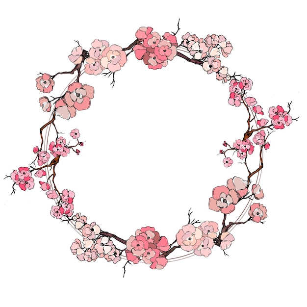 Vector de la flor del cerezo Fondo de la flor de la sakura rosada Vector del flor de la cereza en flor Vector del cerezo en flor rama con la flor de sakura Sakura en blanco