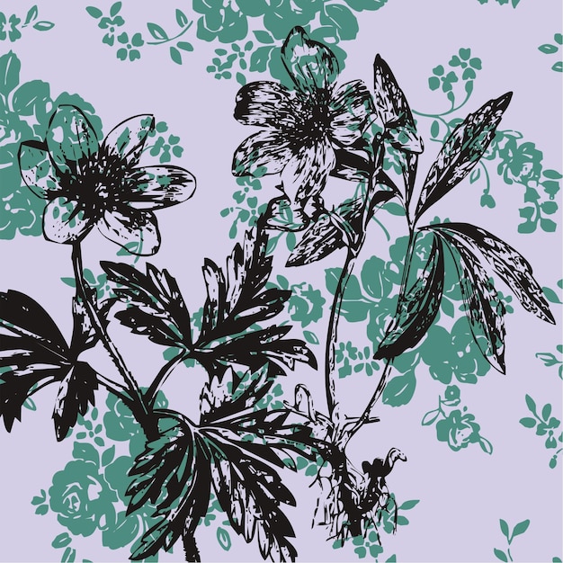 Vector de flor con fondo de sombra