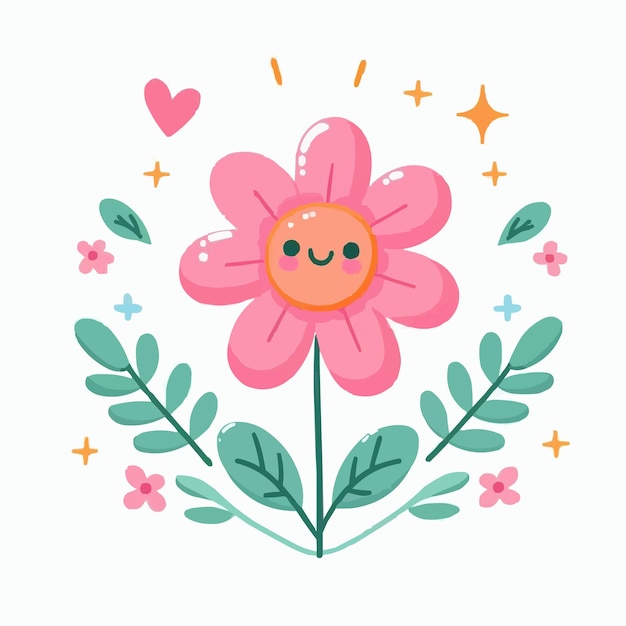 El vector de la flor linda en fondo blanco