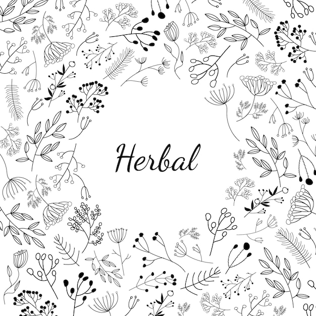 Vector flor marco línea arte floral tarjeta con hojas