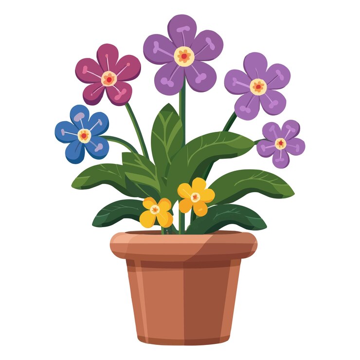 Vector un vector de flor de olla de una planta aislado sobre un fondo sólido blanco
