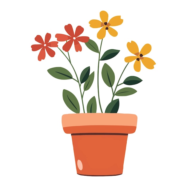 un vector de flor de olla de una planta aislado sobre un fondo sólido blanco
