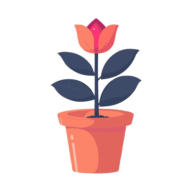un vector de flor de olla de una planta aislado sobre un fondo sólido blanco