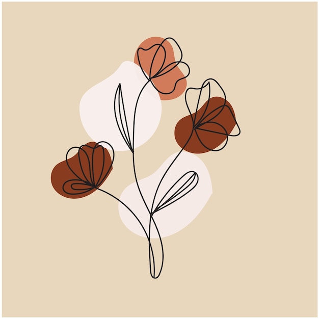 Vector flor de primavera y hojas colección de arte de línea