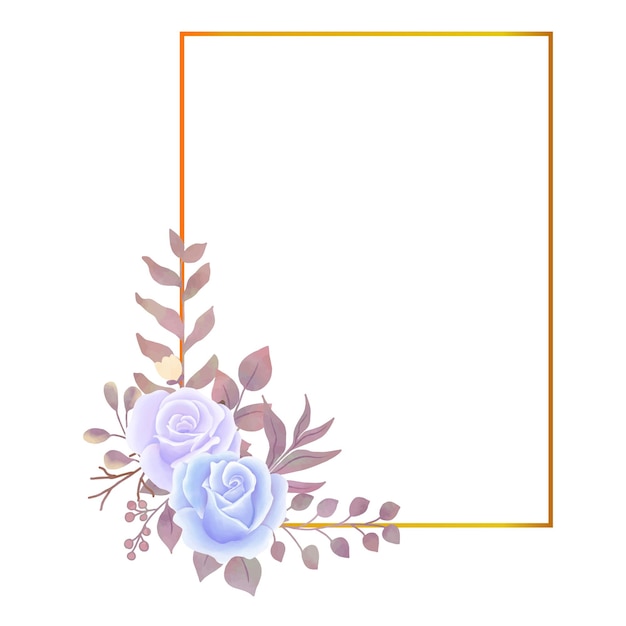 Vector Flor de rosa acuarela Frame de borde