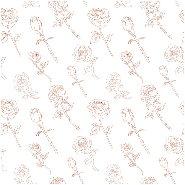 Vector de flor rosa de patrones sin fisuras Monoline