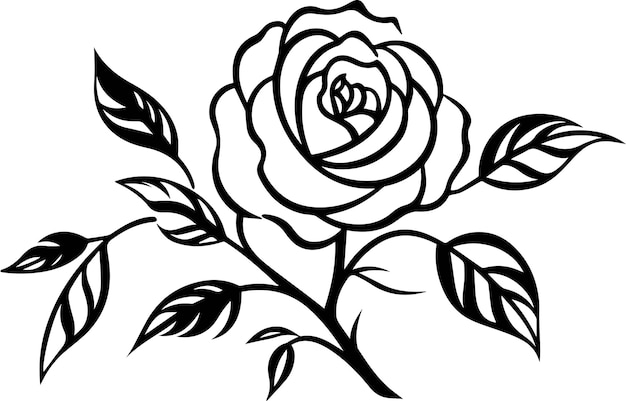 Vector de flor rosa para tatuajes adhesivos y arte de pared