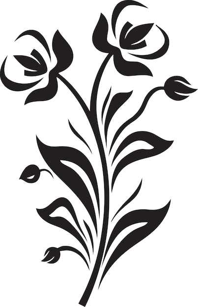 Vector floral blanco y negro Diseño floral negro intrincado