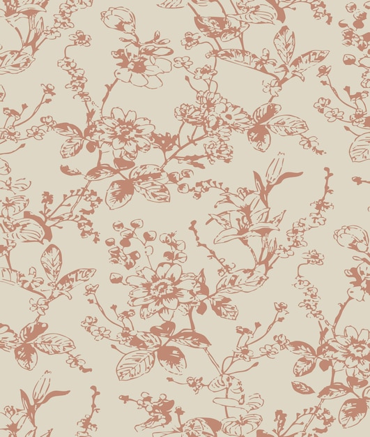 Vector floral botánico patrón sin costuras con rosas hierbas y hojas fondo conjunto grande con flores