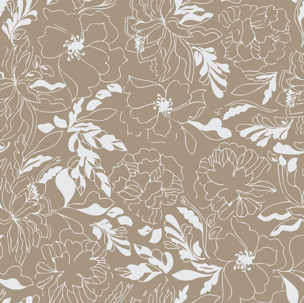 Vector floral botánico patrón sin costuras con rosas hierbas y hojas fondo conjunto grande con flores